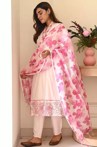 blush pink cotton flex 3-piece suit set