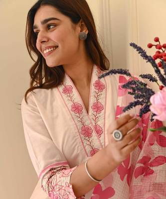 blush pink cotton flex 3-piece suit set 5