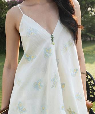 Cream white printed cotton cami top 3