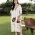 Off white printed cotton kaftan
