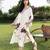 Off white printed cotton kaftan