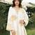 Cream yellow printed cotton kaftan