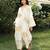 Cream yellow printed cotton kaftan
