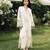 Cream white peach printed cotton kaftan