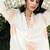 Cream white peach printed cotton kaftan