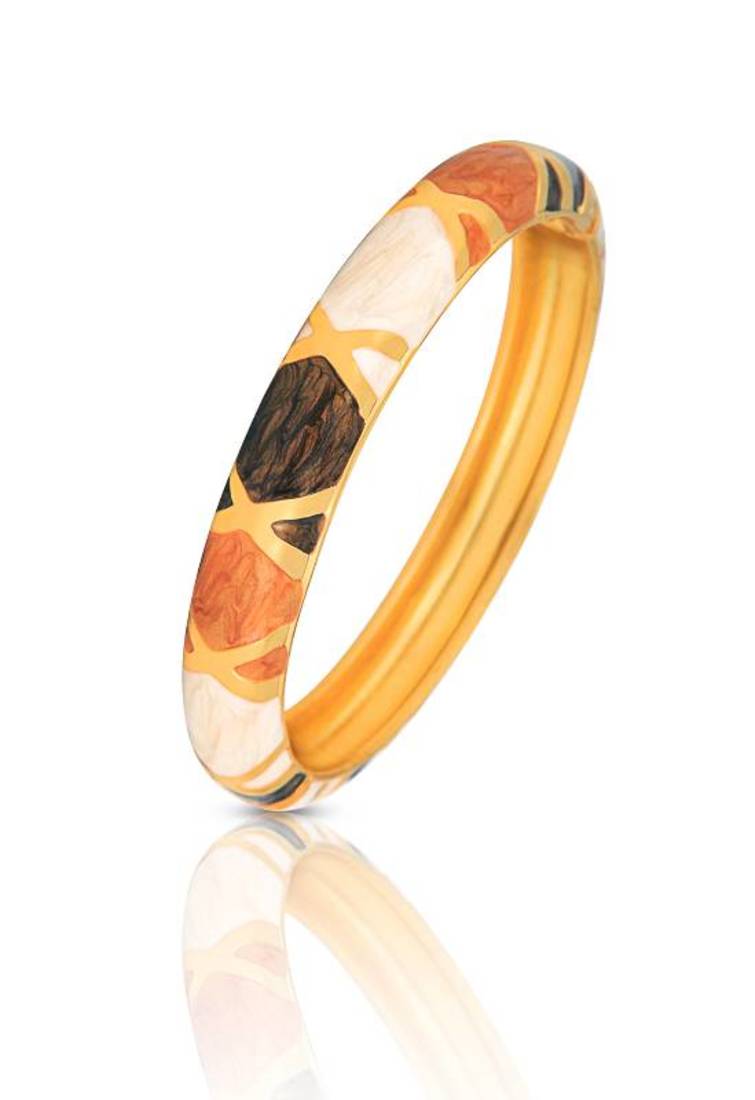 Just Women Enameled Gold Plated Bracelet (Brown)