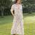 Off white printed cotton maxi dress