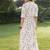 Off white printed cotton maxi dress