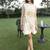 Off white printed cotton short dress