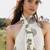 Ivory printed cotton halter top