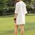 Cream pink printed cotton short dress