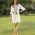 Cream burgandy printed cotton short dress