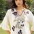 Cream burgandy printed cotton short dress