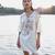 Off white floral printed cotton short dress