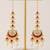 Traditional gold plated kundan & ruby stone long chandbali earrings with pearl drops for women