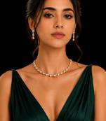 Minimal kundan choker necklace set with matching earrings | gold plated elegant bridal & festive jewellery set