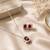 Elegant emerald red crystal pendant necklace & stud earrings set | rhodium plated american diamond jewelry set for women