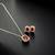 Elegant emerald red crystal pendant necklace & stud earrings set | rhodium plated american diamond jewelry set for women