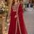 red faux georgette readymade anarkali suit with embroidery & zari work