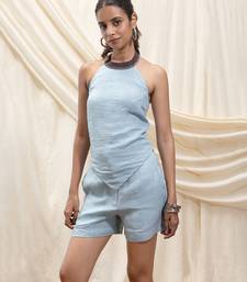 Powder blue linen short