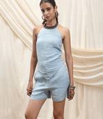 Powder blue linen short