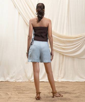 Powder blue linen short 2