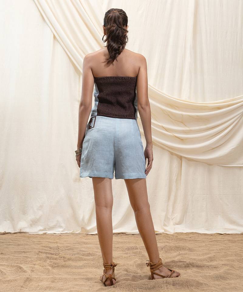 Powder blue linen short