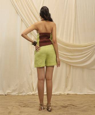 Lime green linen short 2