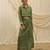 Olive green embroidered linen wrap skirt