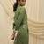 Olive green embroidered linen wrap skirt