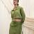 Olive green embroidered linen wrap skirt