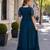 navy faux georgette readymade anarkali suit with embroidery & beads work