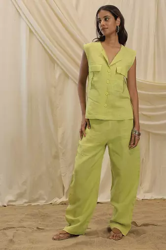 Lime green linen trouser