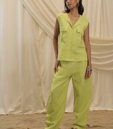 Lime green linen trouser