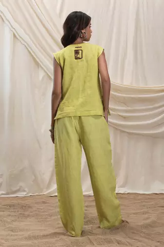 Lime green linen trouser