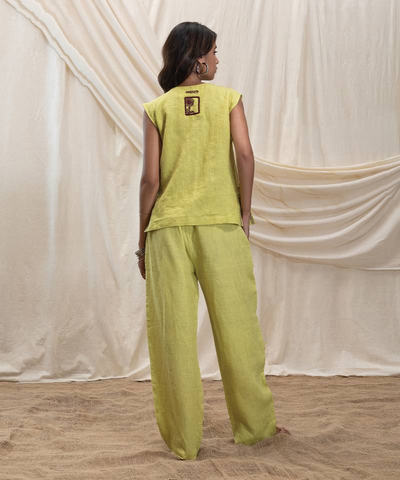 Lime green linen trouser