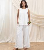 White linen wide leg trouser