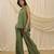 Olive green linen wide leg trouser