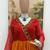 Multicolor faux georgette mirror work ruffle gown with embroidered lace border