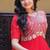 Red color faux blooming embroidered anarkali gown
