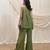 Olive green linen wide leg trouser