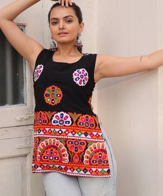 Multicolor navratri special kutchi gamthi work georgette kurti 2