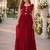 red faux georgette readymade anarkali suit with embroidery & beads work