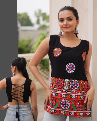 Multicolor navratri special kutchi gamthi work georgette kurti 3