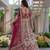 Rani Pink Butterfly Net Embroidered Semi Stitched Lehenga Choli with Dupatta