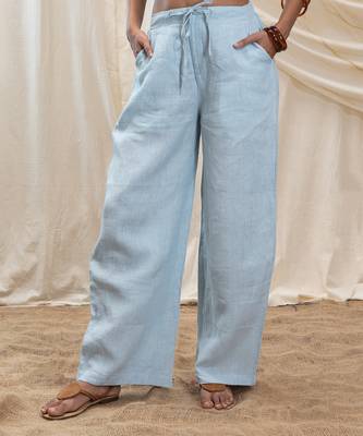 Powder blue linen lounge trouser 1