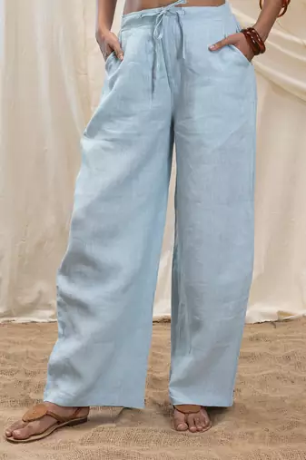 Powder blue linen lounge trouser