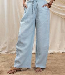 Powder blue linen lounge trouser