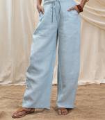 Powder blue linen lounge trouser