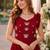 red faux georgette readymade anarkali suit with embroidery & beads work